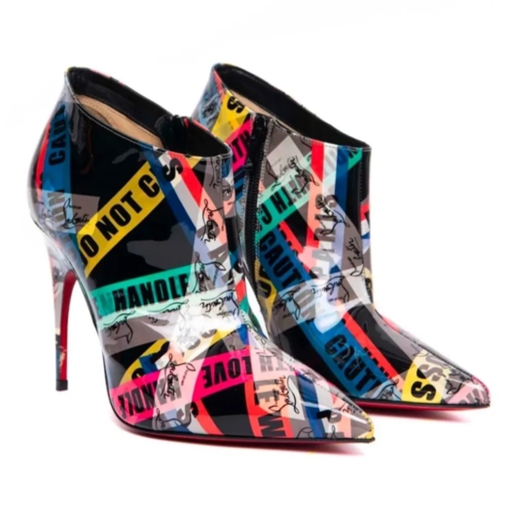 Christian Louboutin Gorgona 100 Loubiallage Patent Leather Ankle Boots